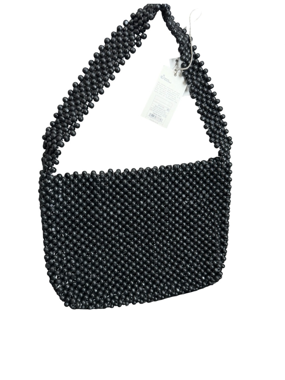 NWT Black Beaded Mini Shoulder Bag Evening Party Purse